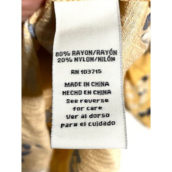 Zac & Rachel Yellow Blouse Top L Prairie Cottagecore Floral Peasant Boho Flowy - Picture 9 of 10